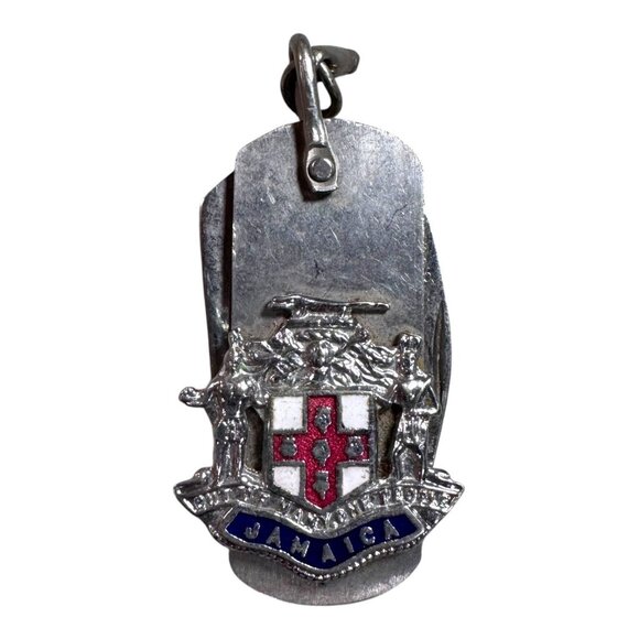 Vtg Jamaica Multi-Tool Keychain Pendant Bottle Opener & Folding Knife Stainless - Picture 1 of 8